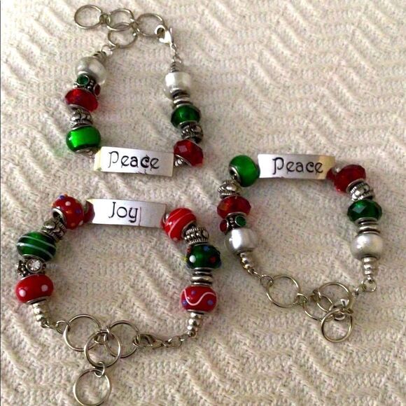 HOLIDAY BRACELETS- THREE (1 JOY & 2 PEACE) NEW - Picture 1 of 12